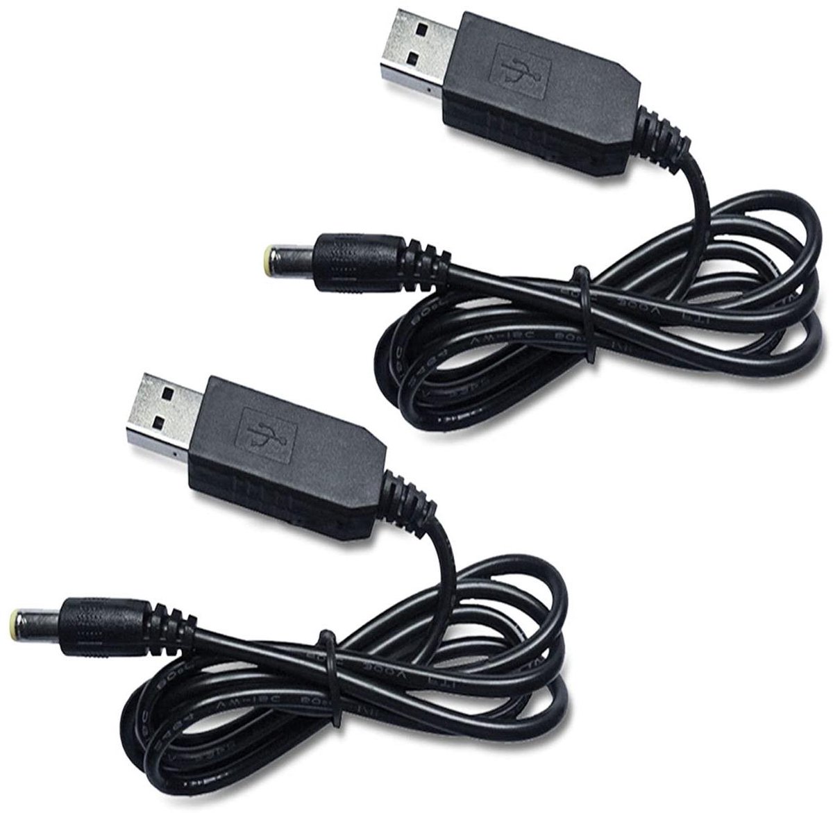 USB naar DC Kabel - Step Up Converter - Apparaten Voeden - Verhoogt Spanning - 2 stuks 1M - Zwart