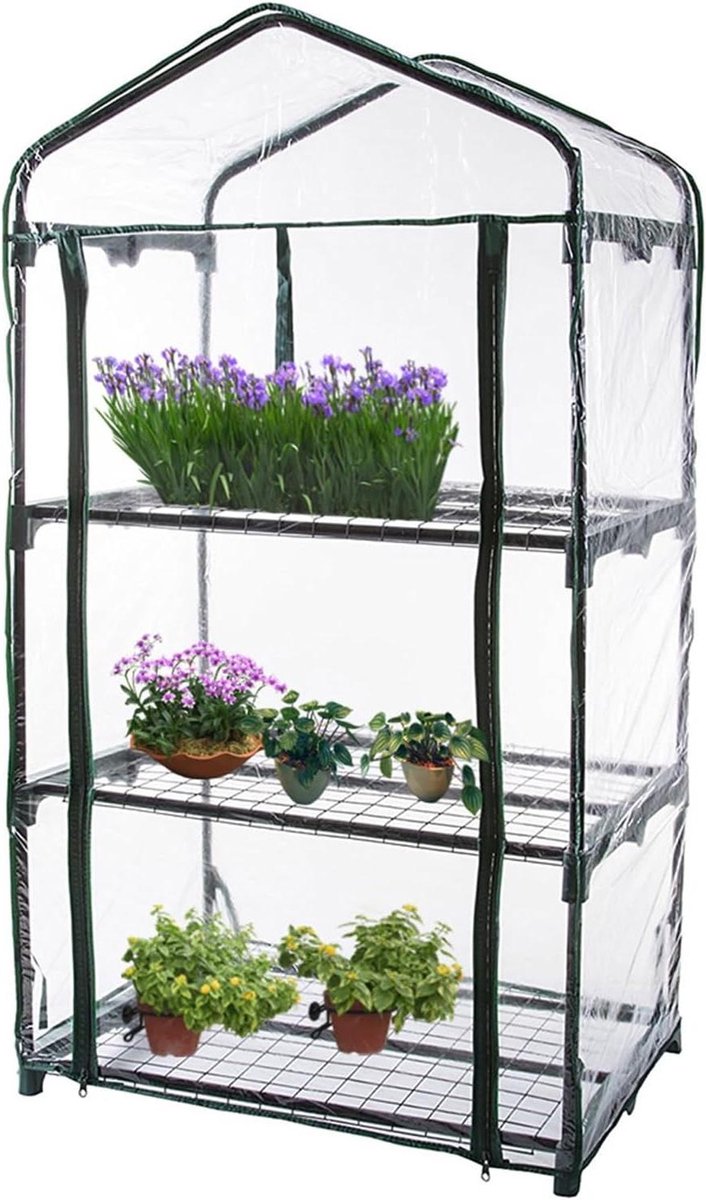 Mini Broeikas met Vervangende PVC Cover - 3 Niveau Transparante Plantenkas