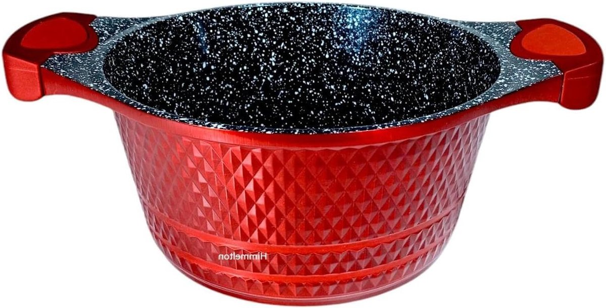 Kookpannenset - Pannen Set - Koken en Bakken - Graniet Keramische Coating - 7 Liter - Rood