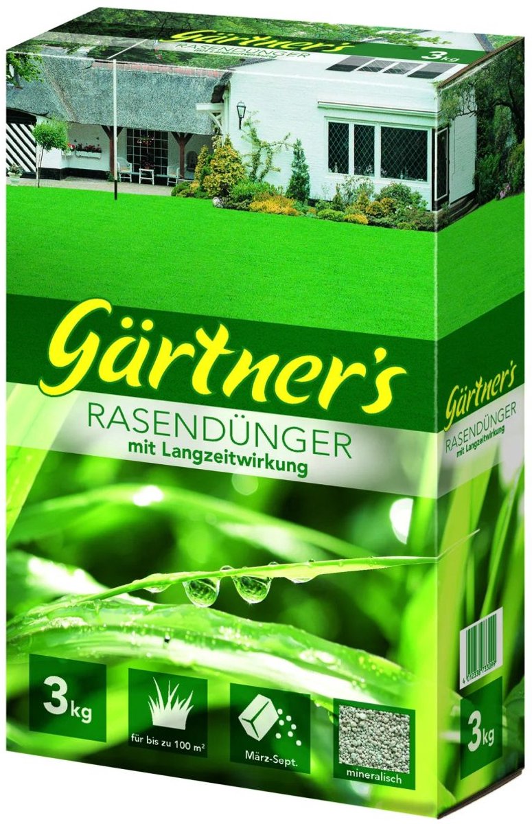 Langwerkende gazonmeststof 3 kg – Voor dicht, groen gazon met optimale voedingsstoffenvoorziening en weerstand tegen droogte, mos en onkruid