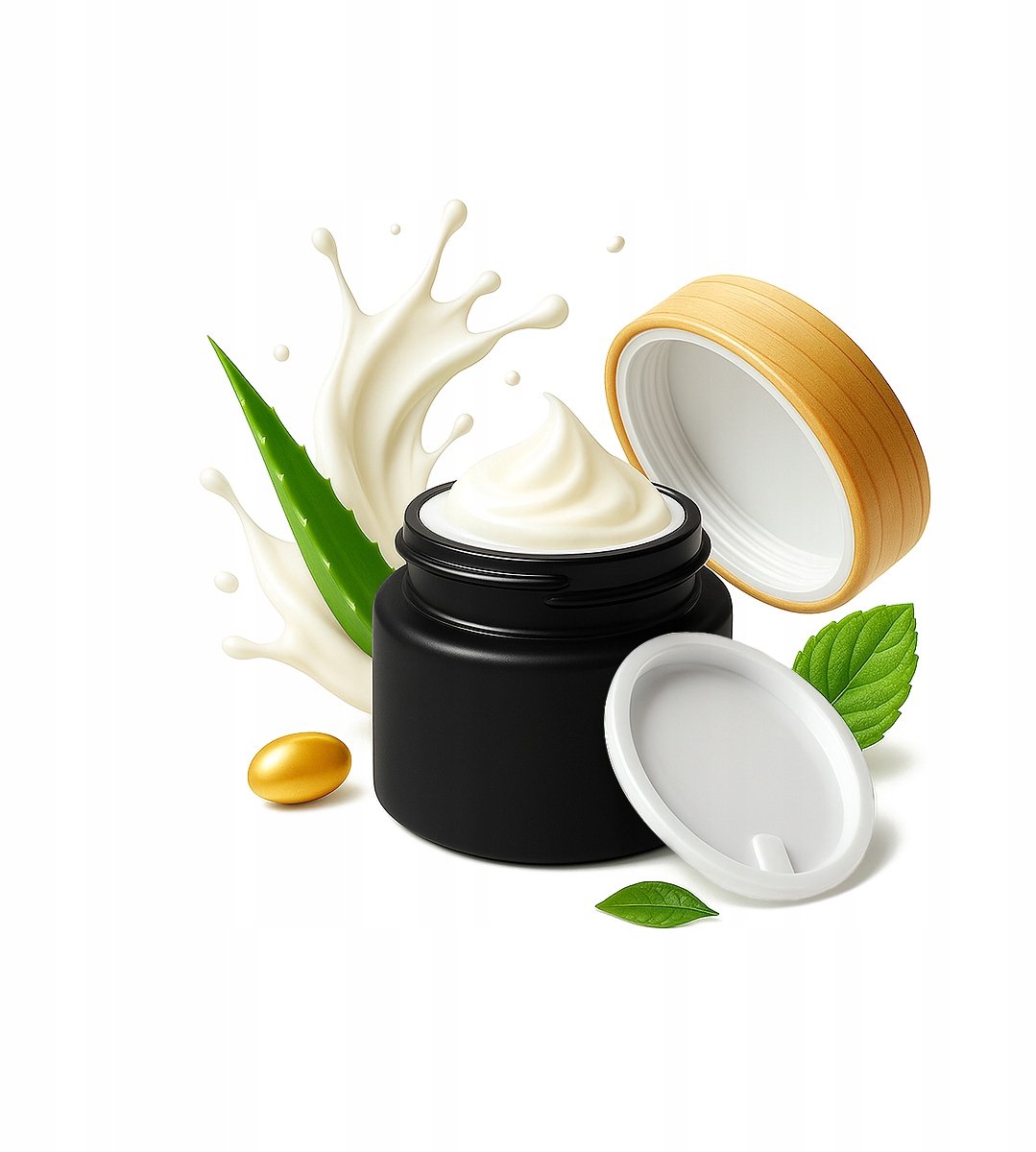 Bimberek - Glazen Pot - Mat Zwart - 20g - Houten Deksel Look
