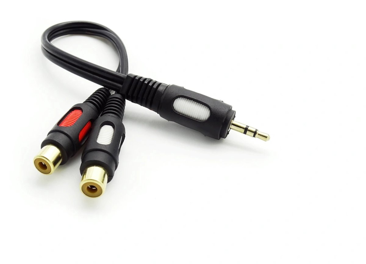 Cabletech KPO3872 - Audiokabel - 25cm - 3.5mm Jack naar 2x RCA