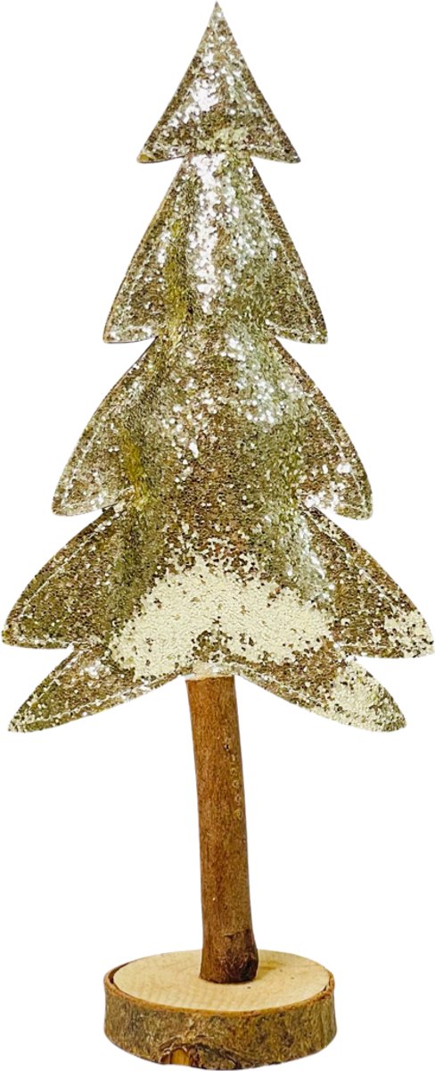 Inspiruj - Kunstkerstboom - Goudkleurig - Materiaal op Stam - 29 cm