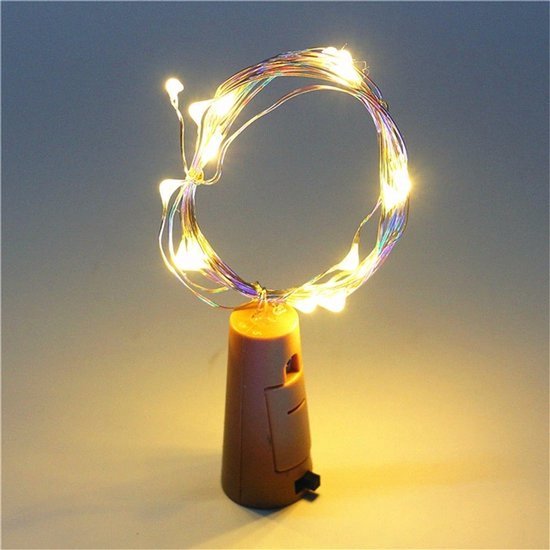 10 wijnfleslampjes met kurk, 10 LED's, 1 m snoer, kurkfleslampjes, mini-lichtslinger, voor zelfgemaakte potjes, feestjes, bruiloften (warm wit) - sfeerverlichting voor tafeldecoratie — afbeelding 3