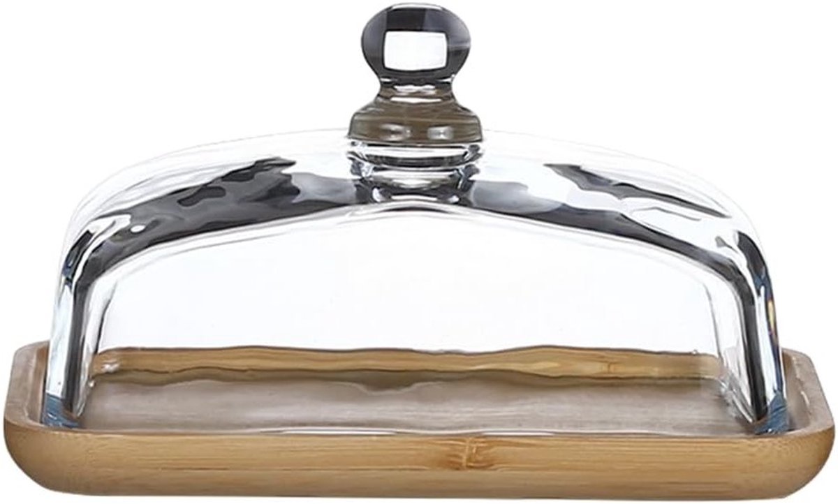 Verhoog de presentatie van taarten met een houten taartstandaard van 7 inch met glazen deksel, perfect voor cupcakes, sandwiches en donuts.