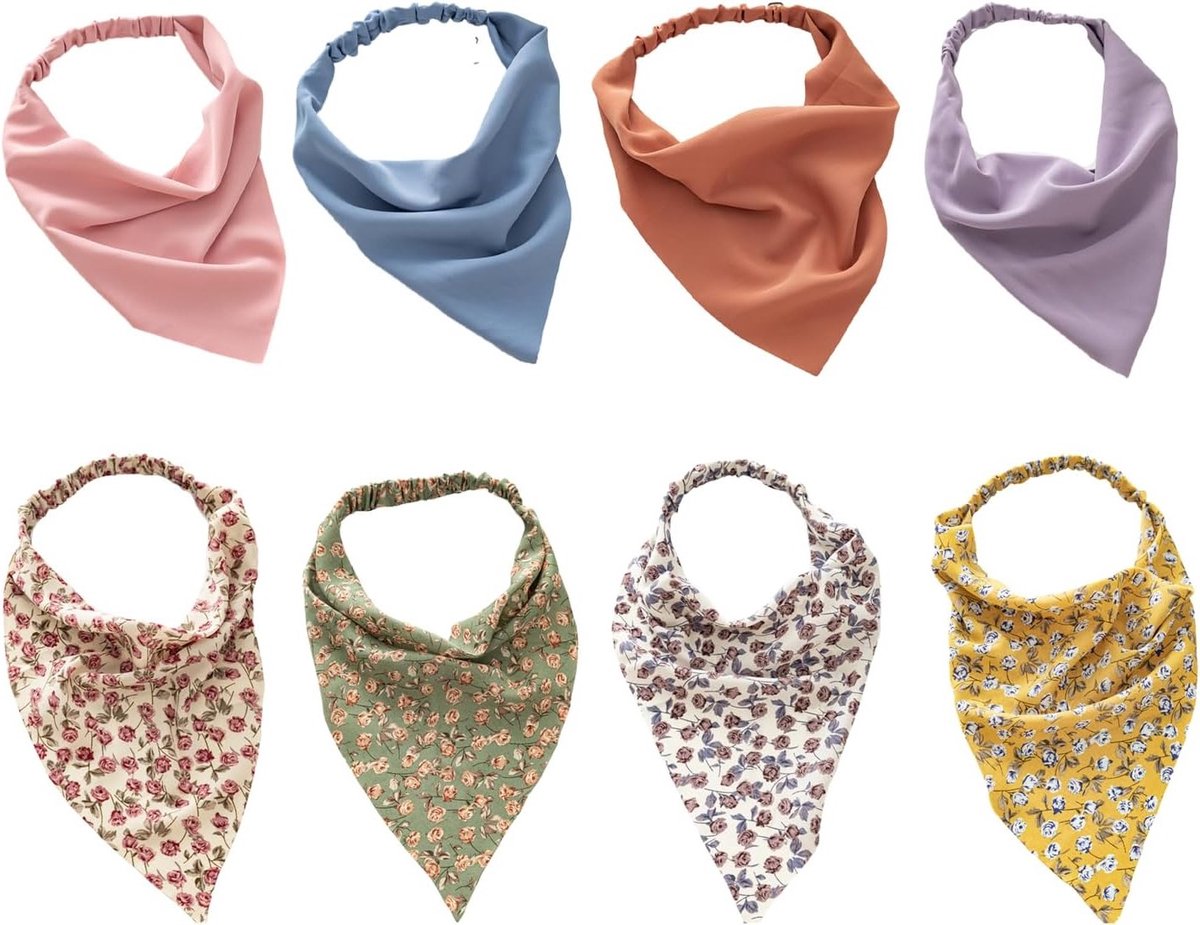 Set van 8 Dames Triangle Bandana Haarbanden - Boho Stijl Haaraccessoires voor Vrouwen en Meisjes