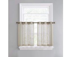 Vitrage Bistrogordijn - Keukengordijn Linnen - Privacy Creëren - Semi-transparant - 90 x 40 cm 2 stuks - Zandkleur