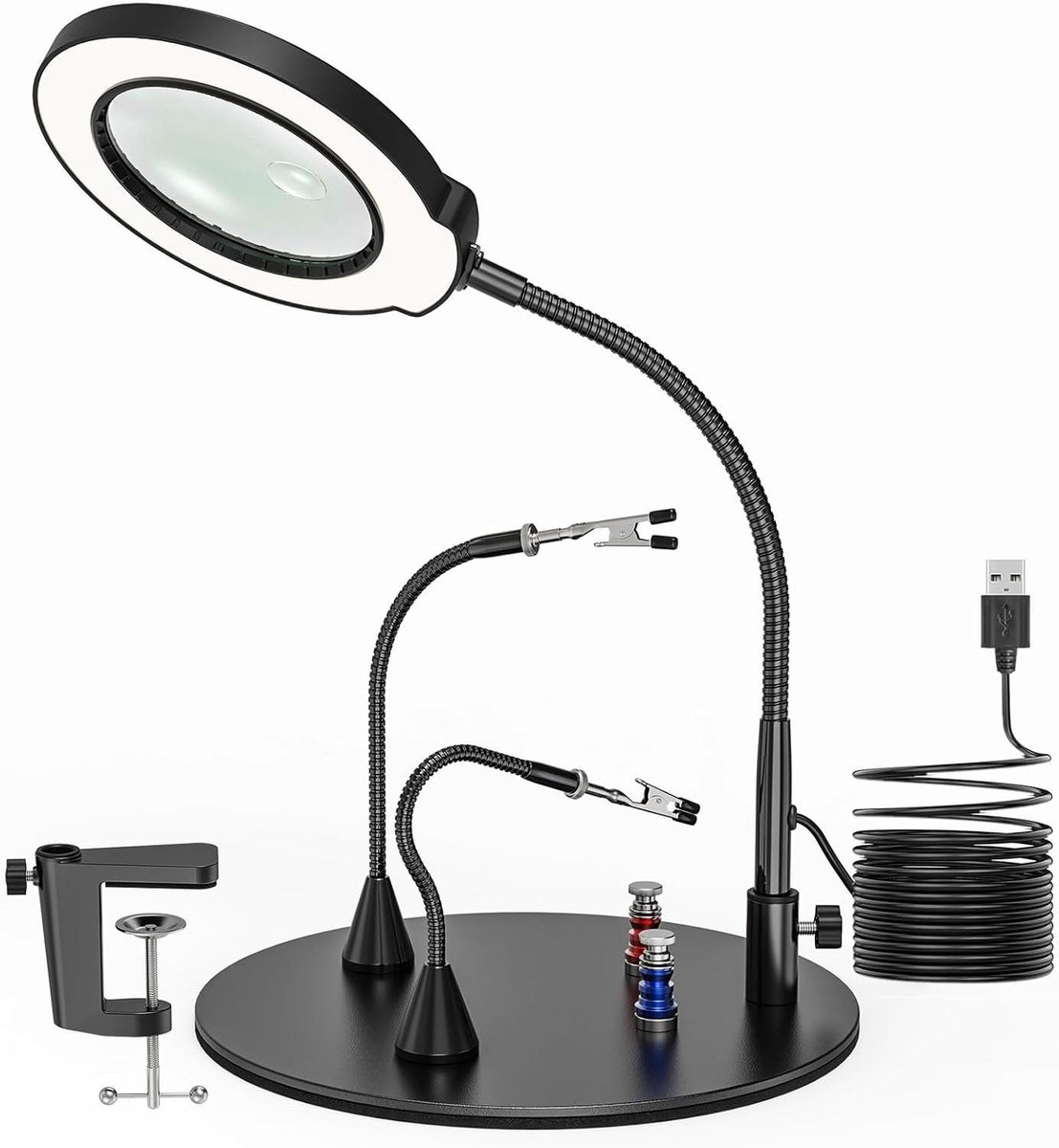 Vergrootglas met Licht - Vergrootlamp - Precisiewerk - 5 Kleurmodi - 10 x 15 cm - Zwart
