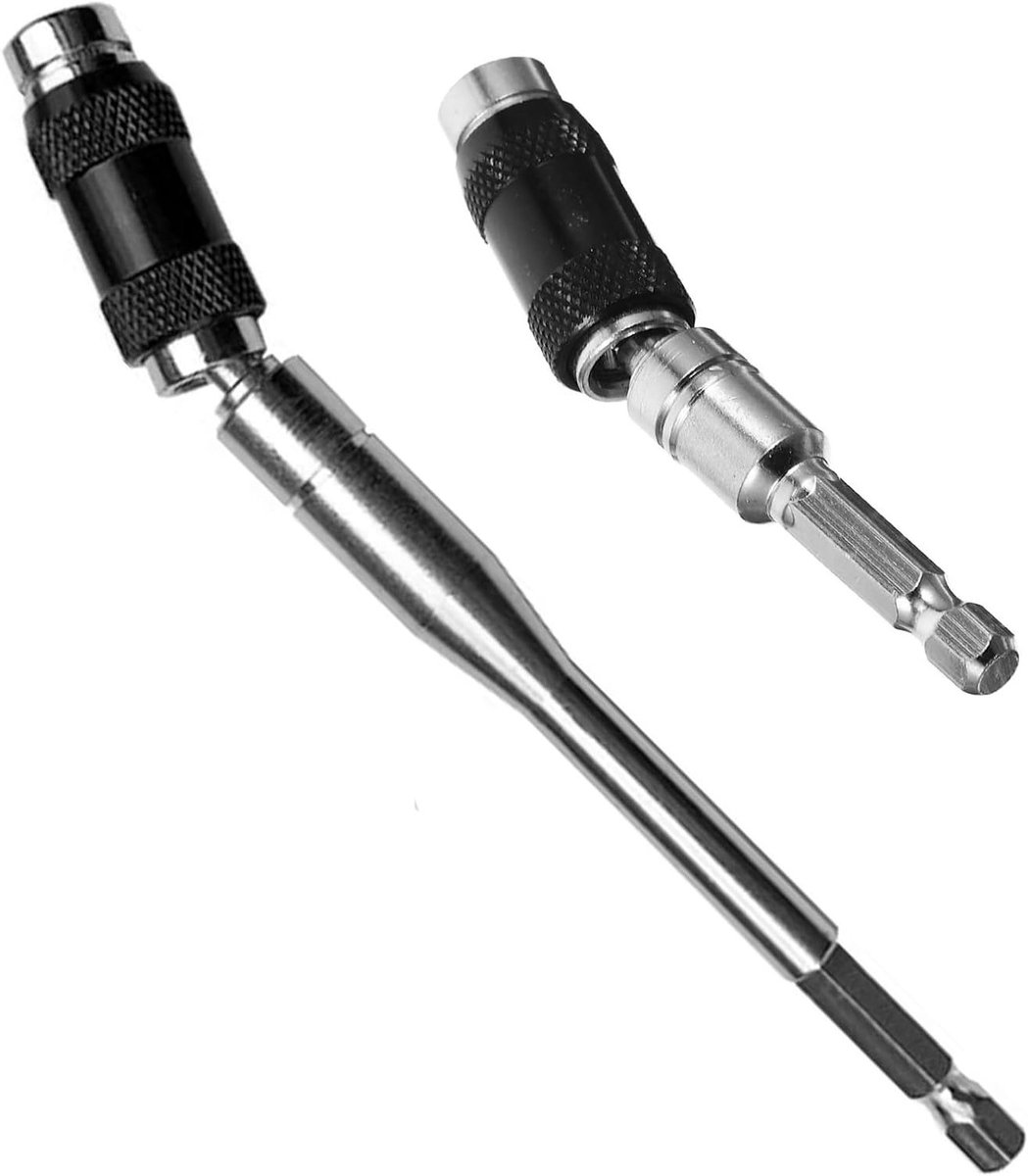Set van 2 flexibele bit houders met magneet, 90mm & 145mm, ideaal voor rigips, schroeven en droogbouw accessoires