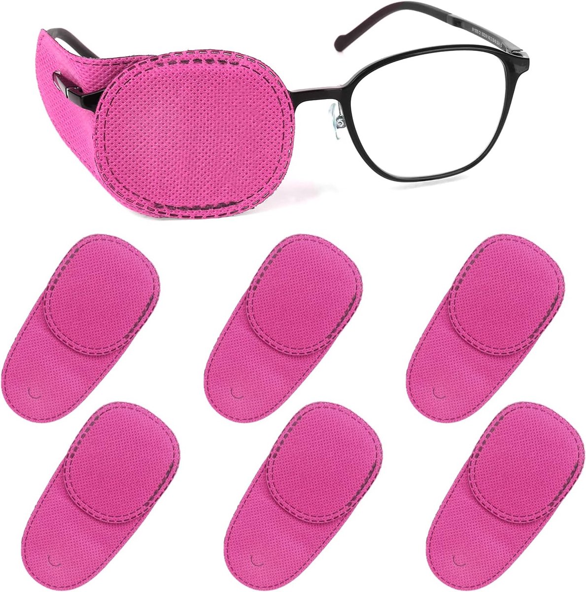 6 Stuks Eyepatch Bril - Herbruikbare Niet-Geweven Oogpleisters voor Volwassenen - Kinderen - Lui Oog - Amblyopie - Strabismus (Roze)