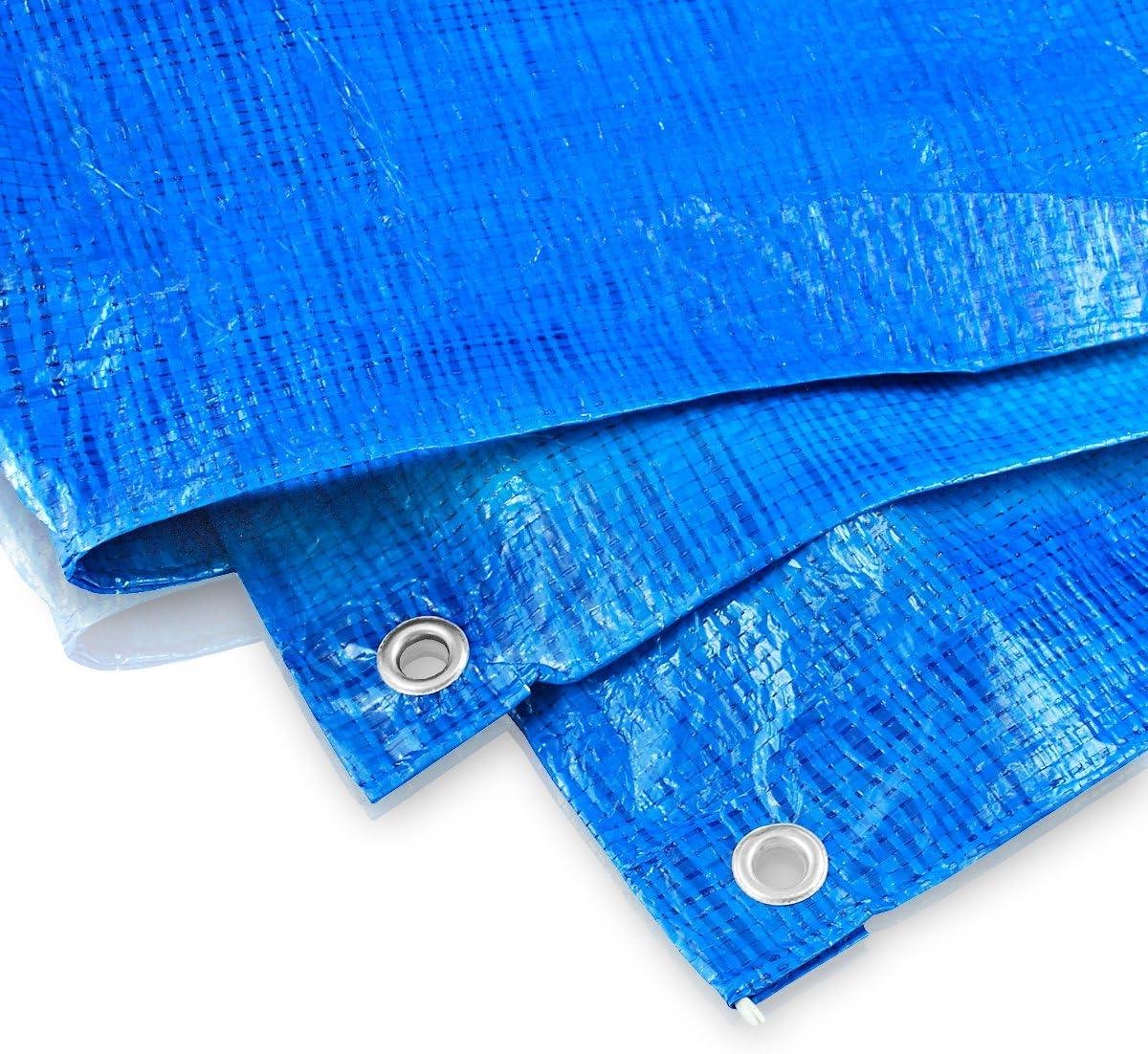 Afdekzeil - Beschermzeil Zeil - Objecten Beschermen - Versterkte Waterdichte Randen - 8 x 10 meter - Blauw