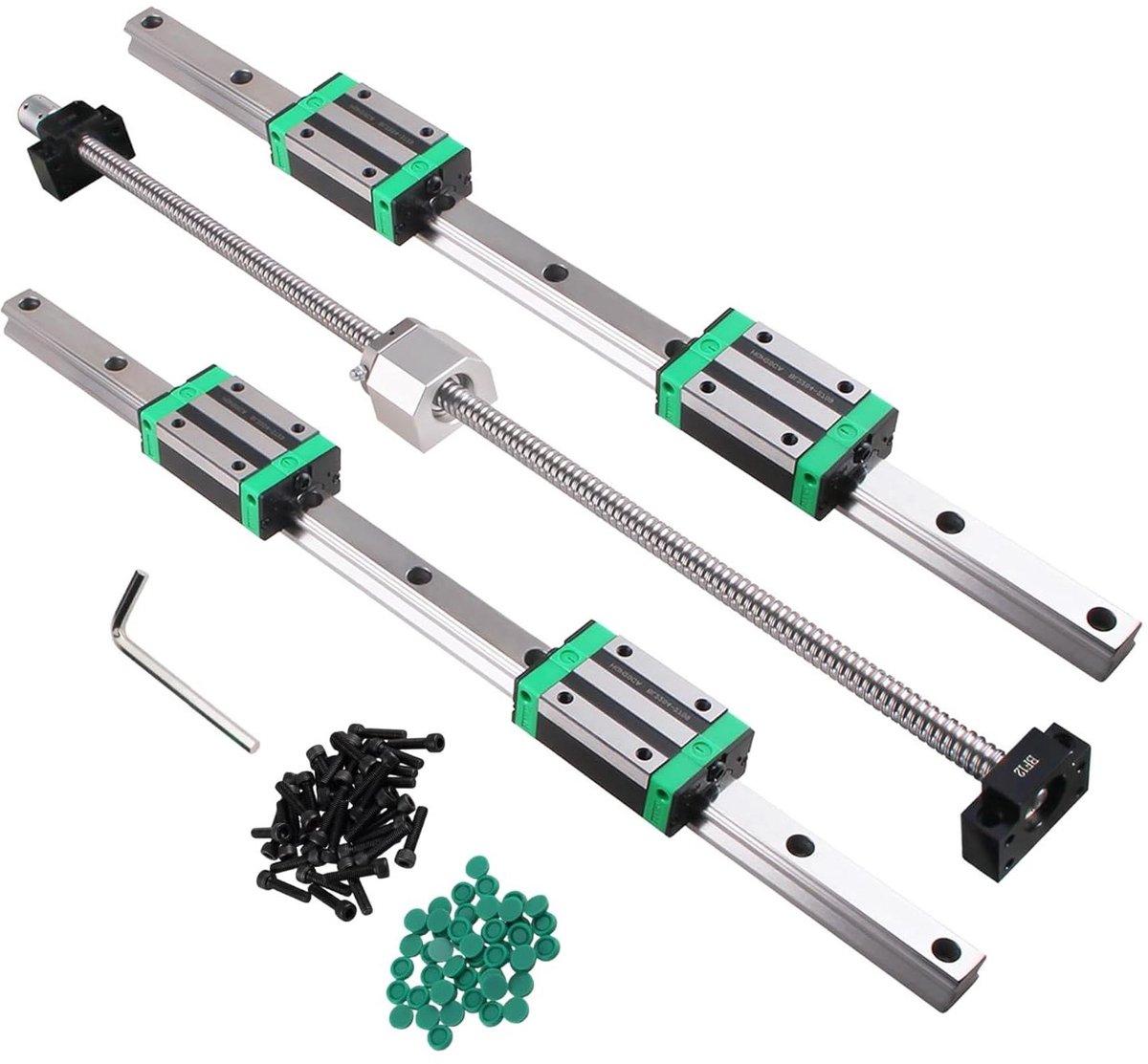 Lineaire Geleiderail Set - Kogelomloopspindel Kit - Precisie Beweging - Roestvrij Staal - 1500 mm - Zilver