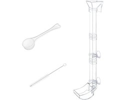 Voeder Dispenser Set - Voerbuis Aquarium - Gericht Voeren - Inclusief Borstel Lepel - 38 cm - Transparant