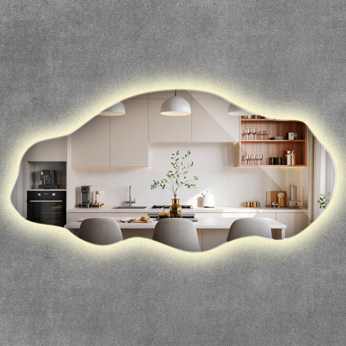 ArtPrintCave LED Spiegel - Artistieke LED Spiegel voor Woonkamer - 40x80 cm - Inloopkastspiegel – Badkamerspiegel - Toiletspiegel - Neutraal licht 4000K - LED Spiegel in Loftstijl - Artistieke LED Spiegel voor Hal