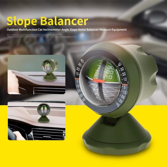 Auto Inclinometer - Hellingsmeter Balancer - Wegomstandigheden Leren - Hoge Gevoeligheid - 8 x 5.5 cm - Legergroen — afbeelding 3