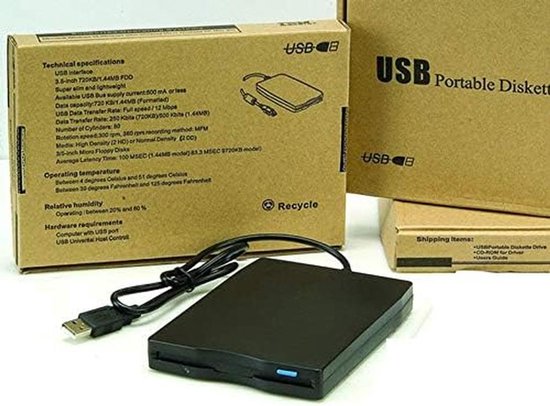 Externe Diskette Drive - USB Floppy Drive - Oude Bestanden Lezen - Draagbaar Ontwerp - 35 inch - Zwart — afbeelding 3