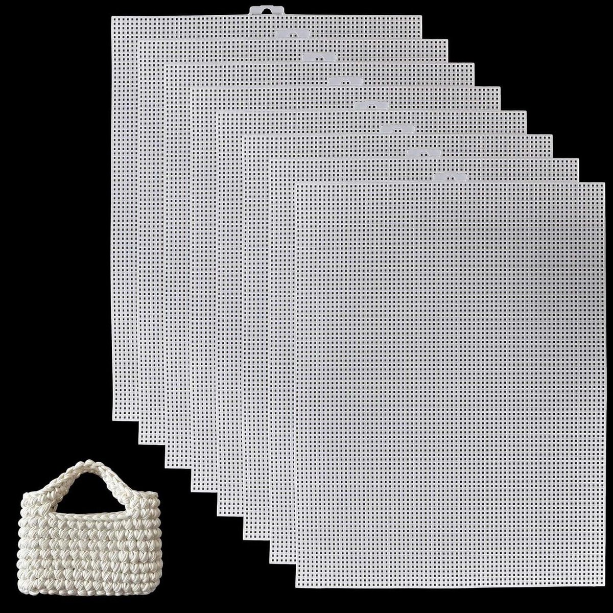 Kunststof Canvas Vellen - Plastic Gaas Borduren - Doe-het-zelf Projecten - Scheurvast Flexibel Materiaal - 34 x 26.6 cm - Wit
