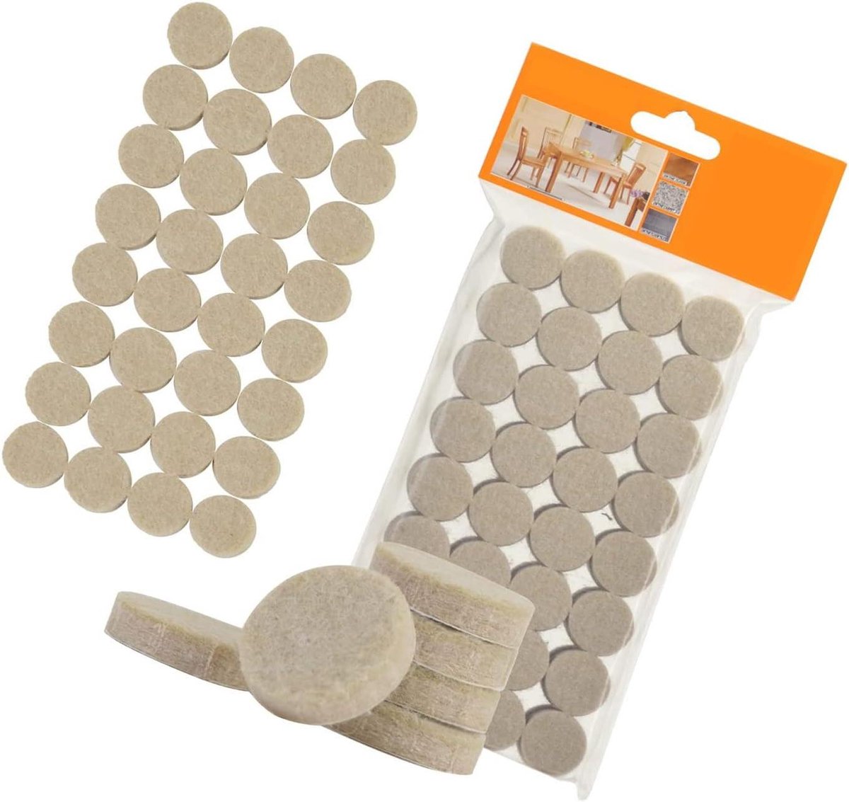 Viltglijders - Vilten pads meubels - Vloeren beschermen - Zelfklevend 5 mm dik - 20 mm - Grijs