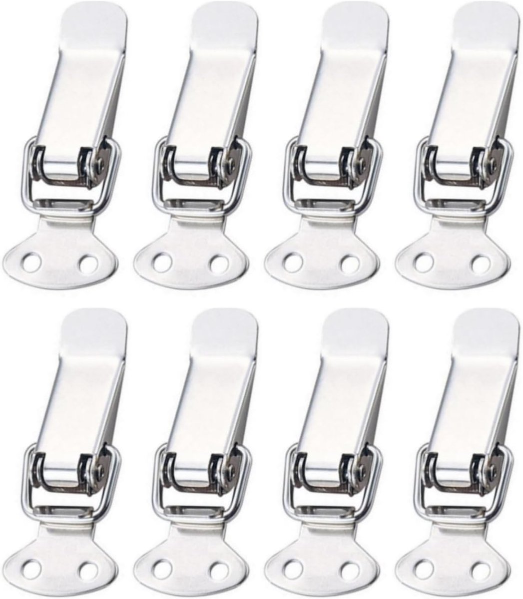 Tension Clasps van RVS - Pack van 8 - Box Clasps met Bevestigingsgaten - Zilver