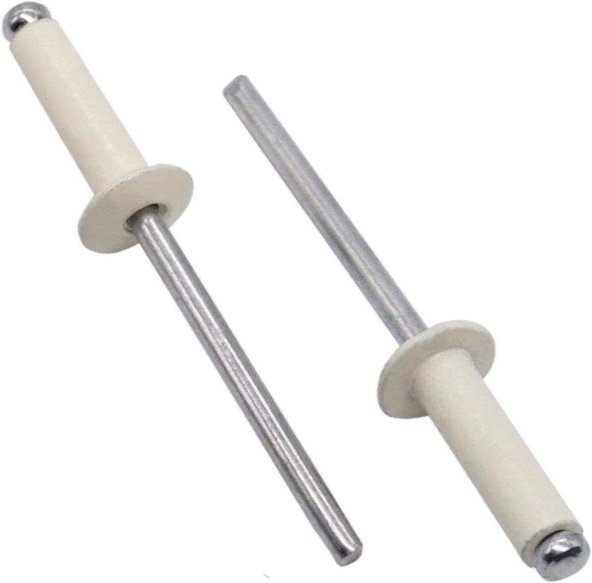 SKIR'CO (100 stuks) Geschilderde blindklinknagels 4,0 x 10 mm, aluminium blindklinknagels, DIN 7337, koepelkop, stalen doorn, popklinknagels (puur wit RAL 9010)