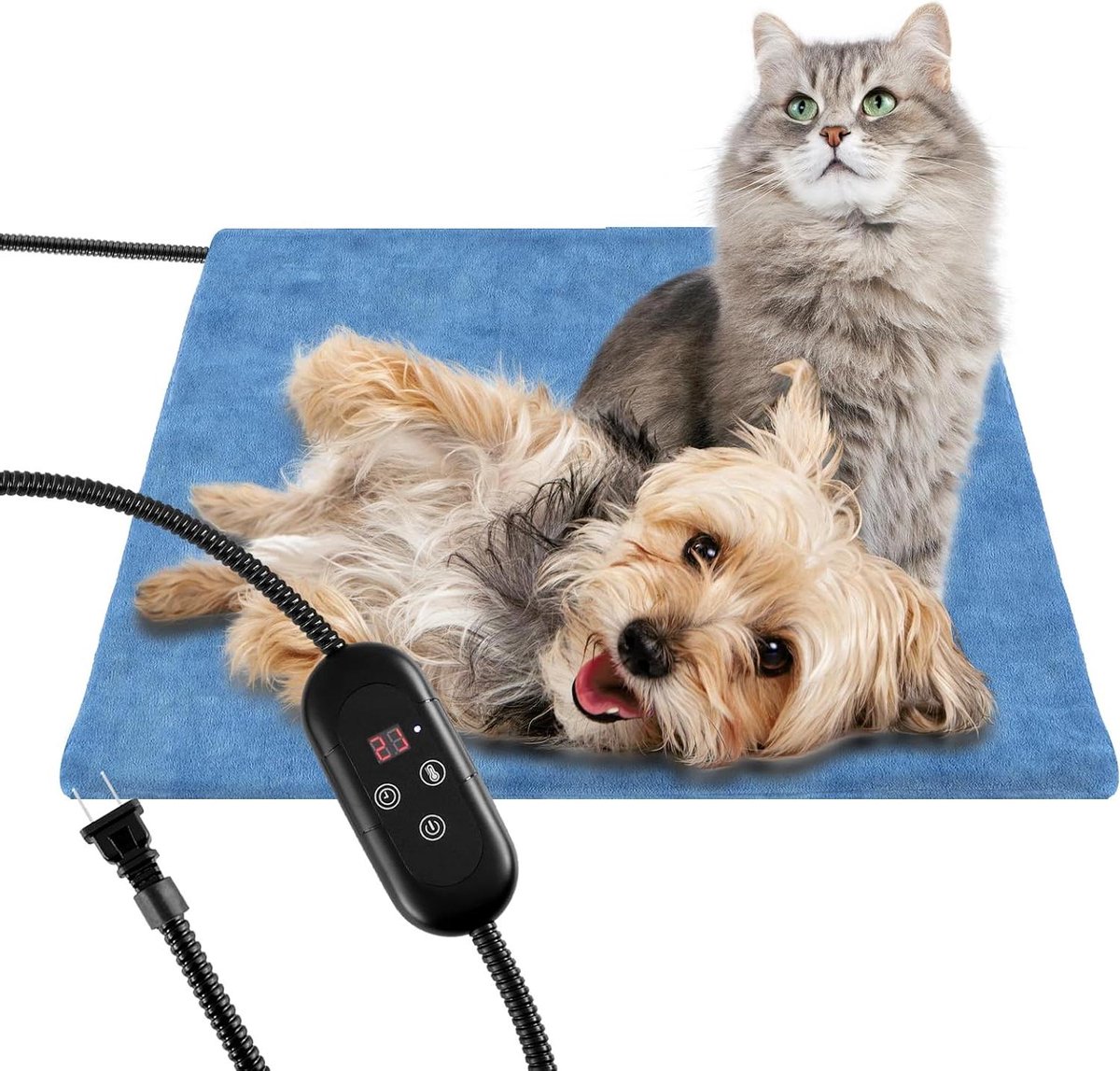 Verwarmingsmat Kat - Hondenmat Elektrisch - Huisdieren Warm Houden - Waterdicht PVC - 45 x 45 cm - Blauw