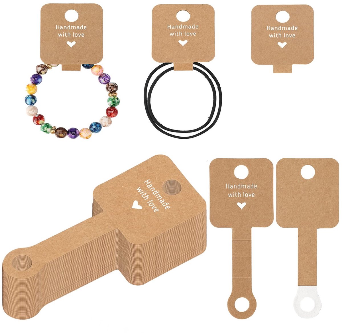 Store_9 - Zelfklevende armbanden displaykaarten - Bruine halskettingen displaykaarten - Professioneel en schattig - 10 x 4 cm - Geschikt voor siera...
