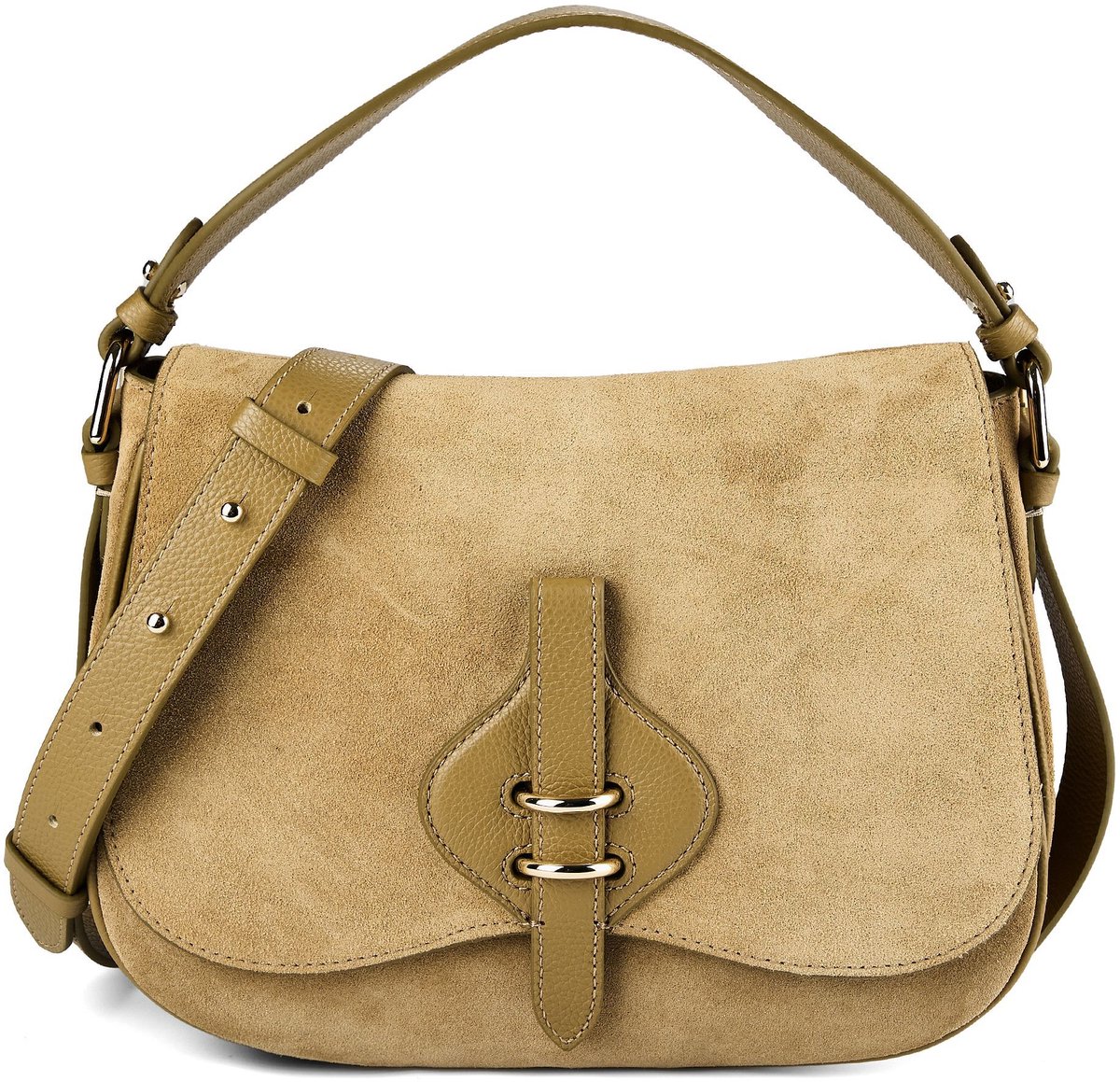 COCCINELLE Leren handtas schoudertas Mavery Suede BI Handbag Suede Leather / Micro Gra. Le. Seagrass / Seagrass kaki