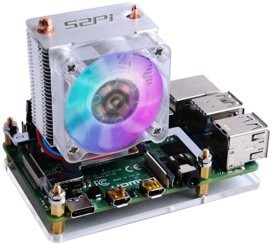 aladdien - GeeekPi Tower CPU-ventilator - Raspberry Pi 4 Model B - Transparant - Koeling - Verbeterde warmteafvoer - Geschikt voor Raspberry Pi ...