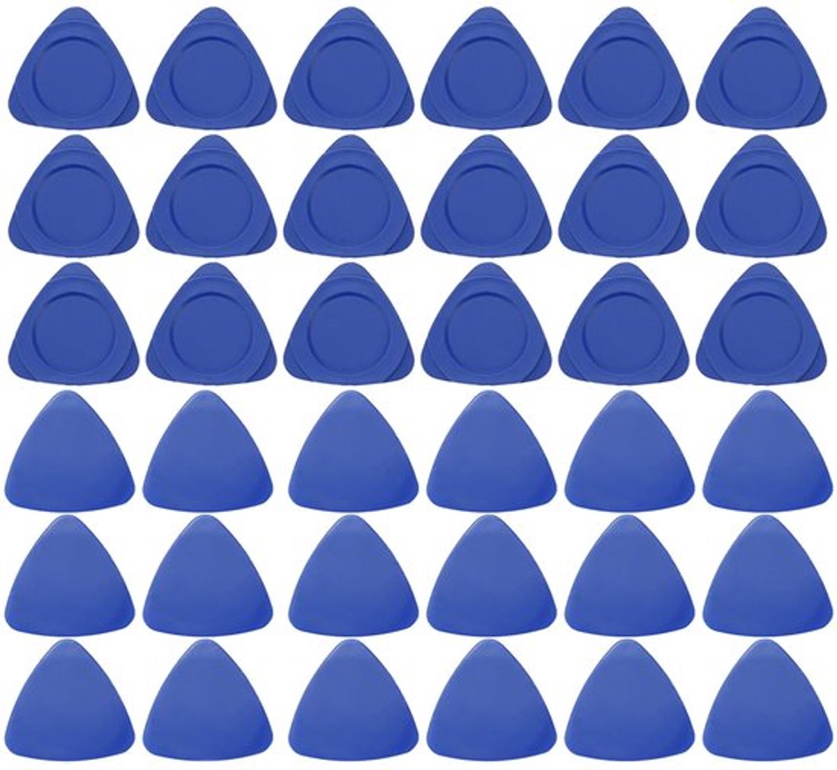 100 stuks driehoekige openingstool, plastic driehoekige openingstool voor mobiele telefoon, laptop, tafel, LCD-scherm, behuizing, blauwe gitaarplectrums (dik en dun)