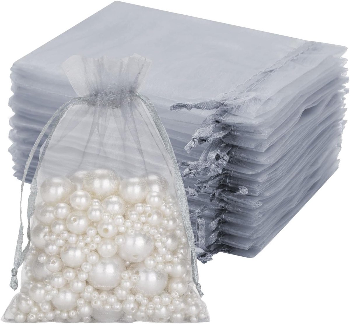 Organza Geschenktassen Set van 50, 10 x 12 cm, Trektouwtassen voor Trouwen, Snoep en Sieraden