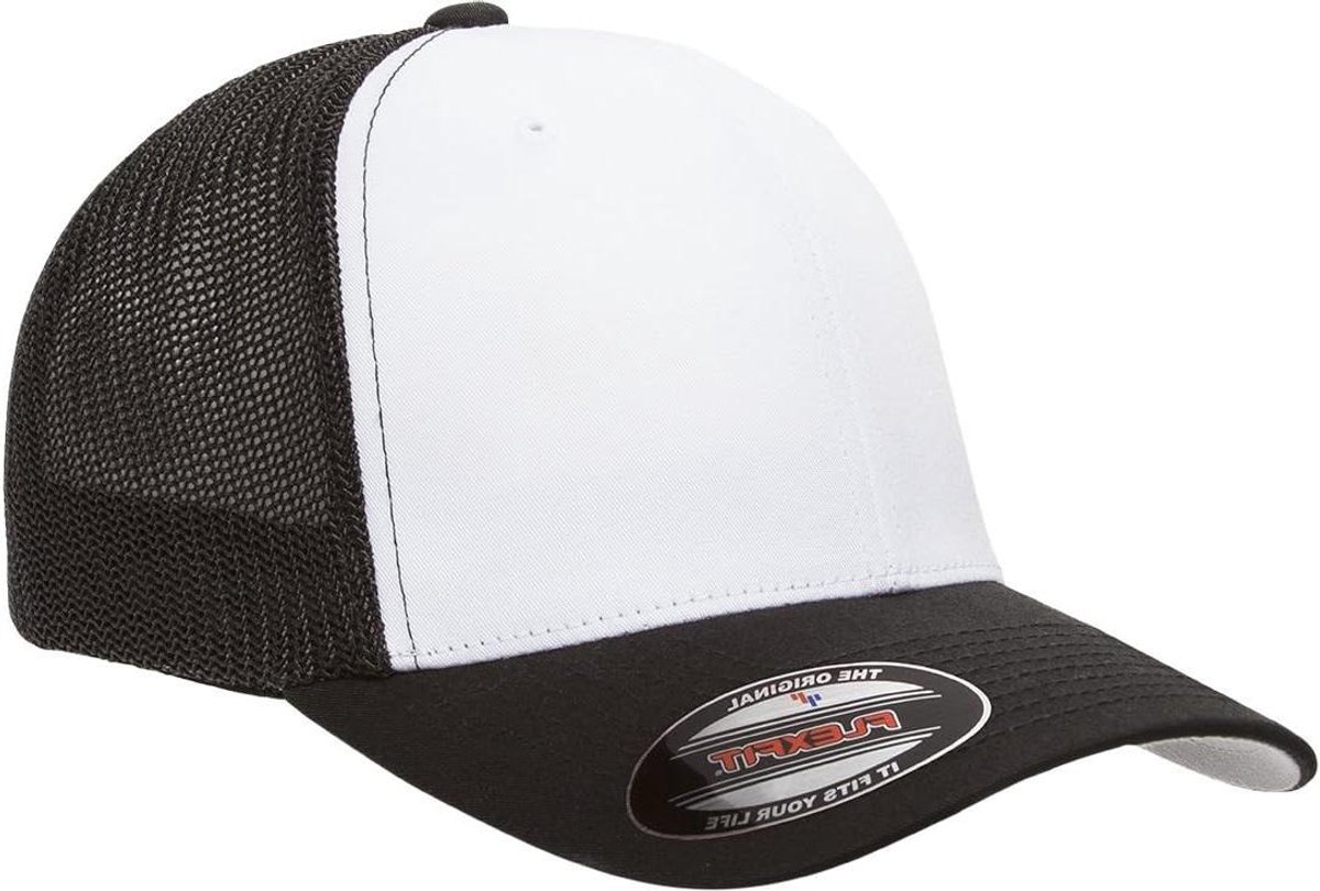 Baseball Cap - Pet Heren - Bescherming tegen zon - Elastane stretch band - One Size - Zwart Wit