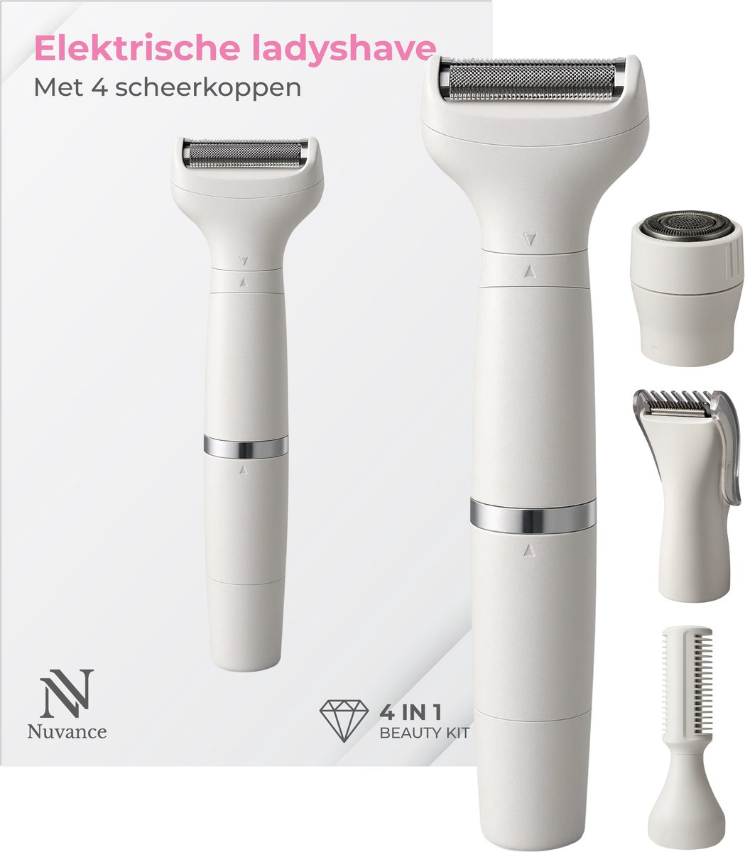 Bol.com Nuvance Ladyshave - 4 Opzetstukken - Epileerapparaat Dames - Ladyshaves voor Vrouwen - Draadloze Wenkbrauw Trimmer - Wat... aanbieding