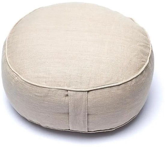 Meditatiekussen Hennep naturel met witte randen van Yogi & Yogini — afbeelding 2