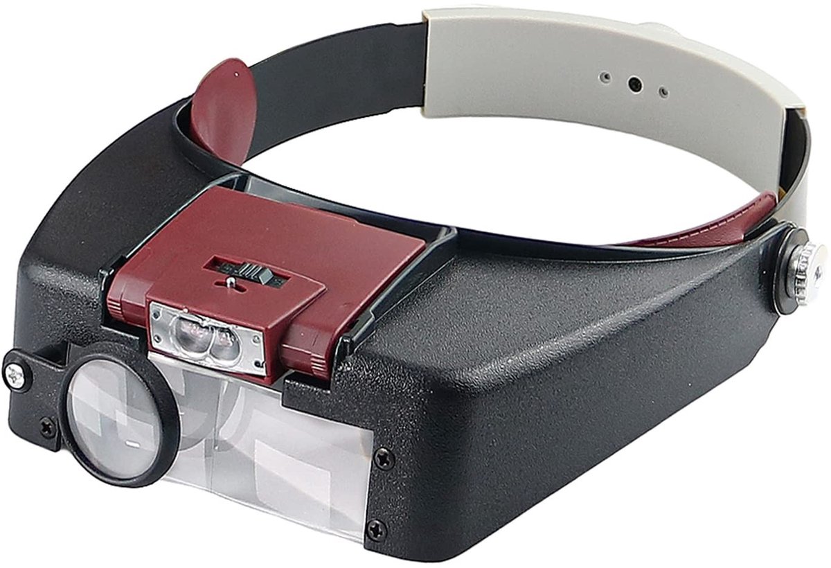 ONF3 - Hoofdband Vergrootglas - 2 LED Verlichting - 8x Vergroting - Wit - Handig voor Reparaties - Geschikt voor Lezen - Eyewear