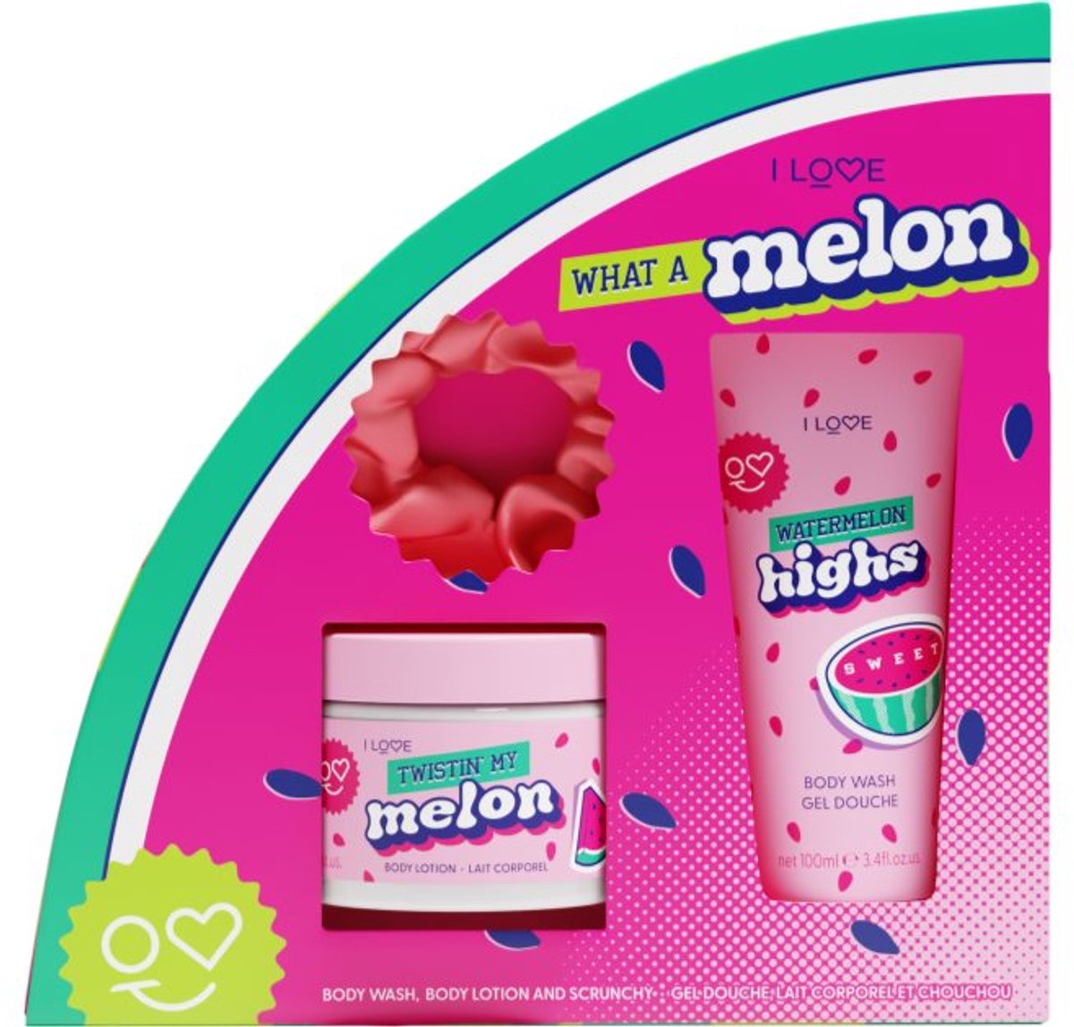 I LOVE What a Melon Giftset – Body Wash 100 ml, Body Lotion 150 ml & Scrunchie