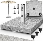 tillvex® Pied de parasol en granit avec roues et poignée de transport 27 kg carré | Pied de parasol avec tube en acier inoxydable | Pied de parasol de balcon pour mâts de parasol de 16-48 mm et diamètre de parasol de 250 cm