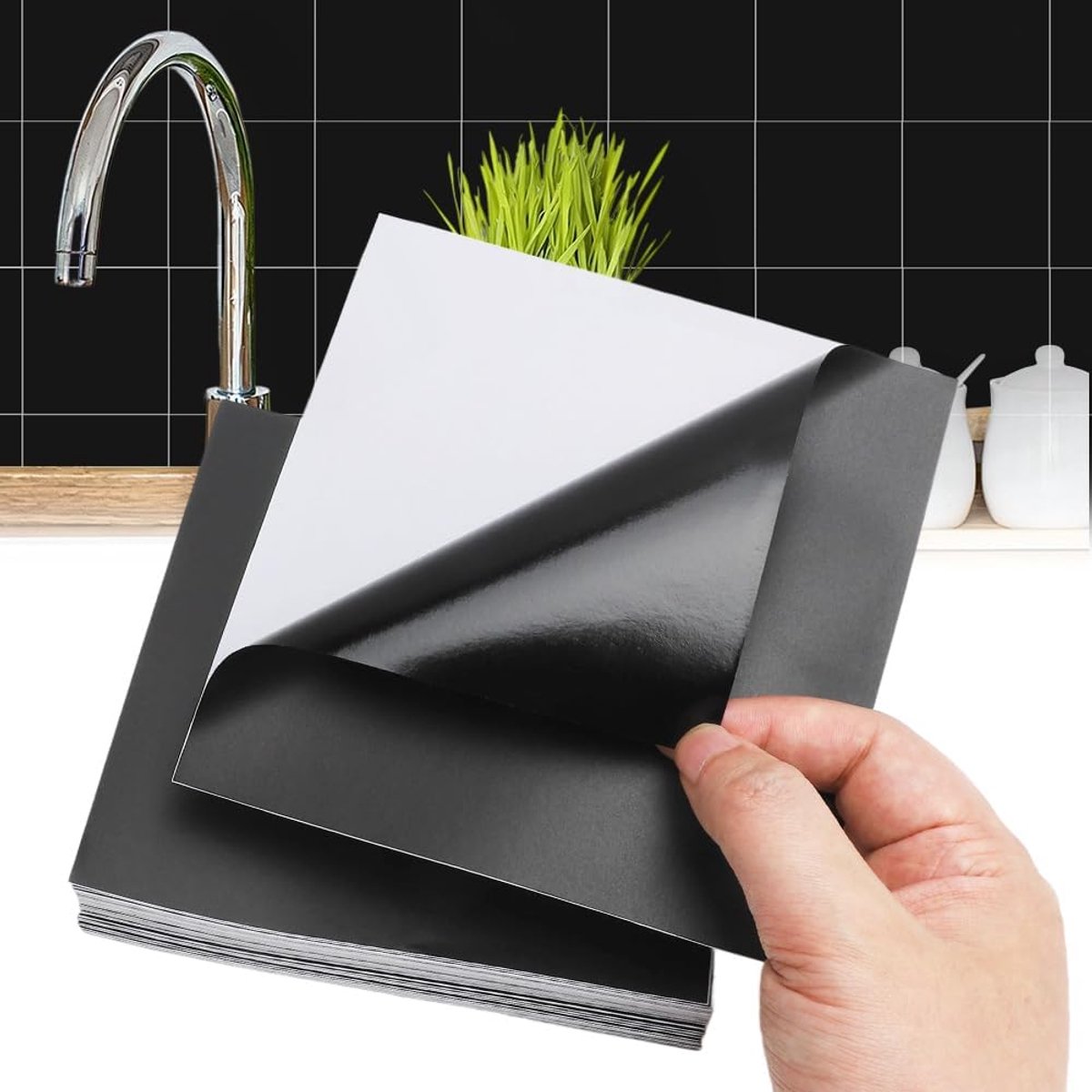 Witte Tegel Stickers 15 x 15 cm - 48 Stuks - Waterproof Adhesive Tiles - Badkamer Tegel Stickers - Keuken Tegels Vinyl Waterproof