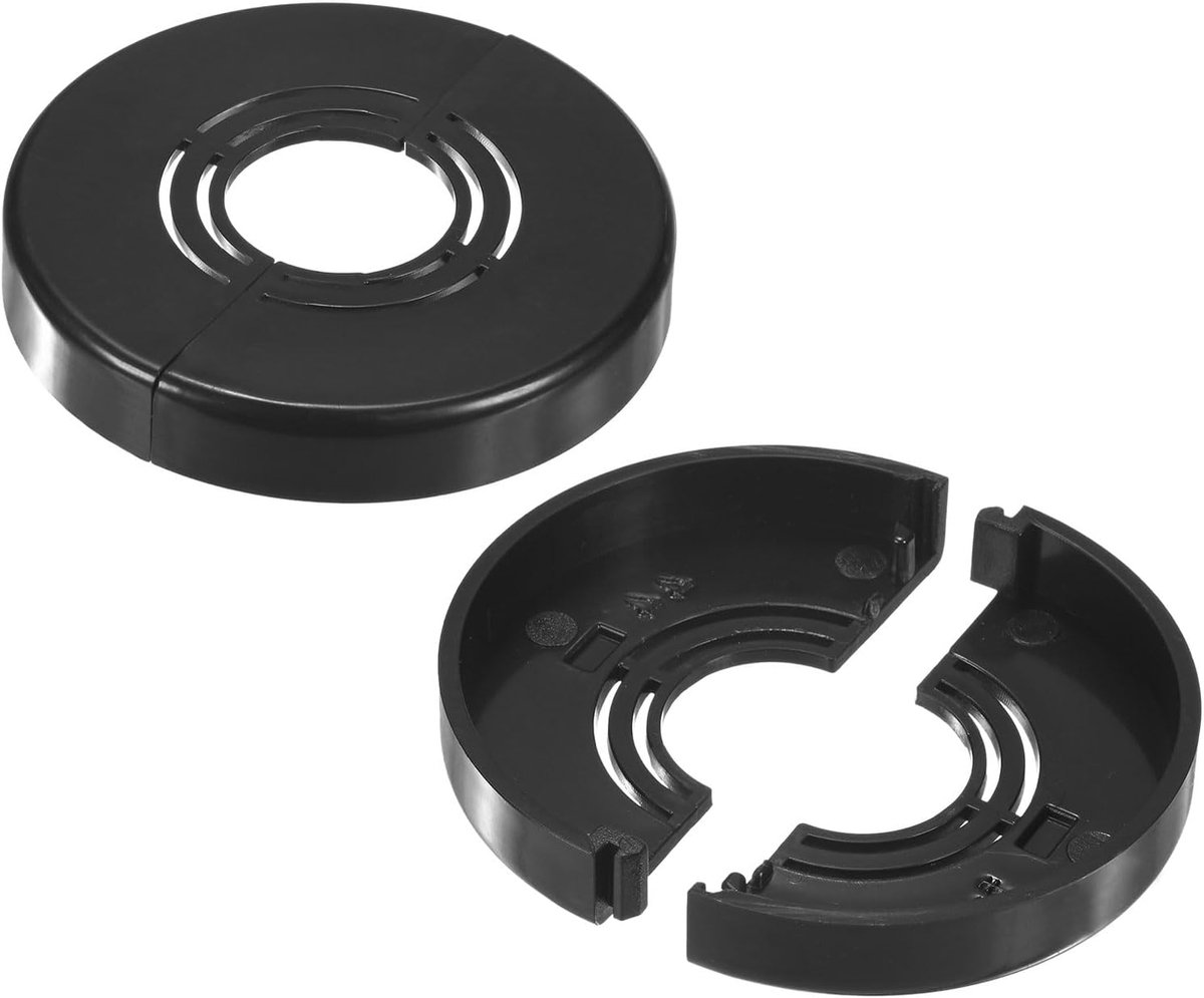 2 Pack Cuttable Wall Split Flange - voor 0.8/1/1.2 inch (20/25/32mm) OD Tube - ABS Rosette Plate Round Plumbing Cover Plates voor Hookah/Faucet - [10mm Height, Black]