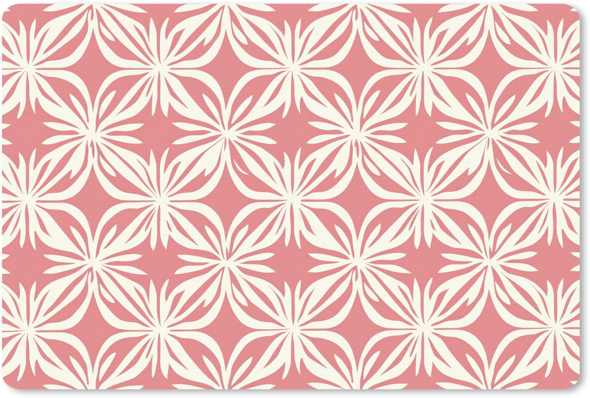 Muismat 13x8 cm - Mousepad Roze - Bloemenmotief - Wit - Modern - Muismatten