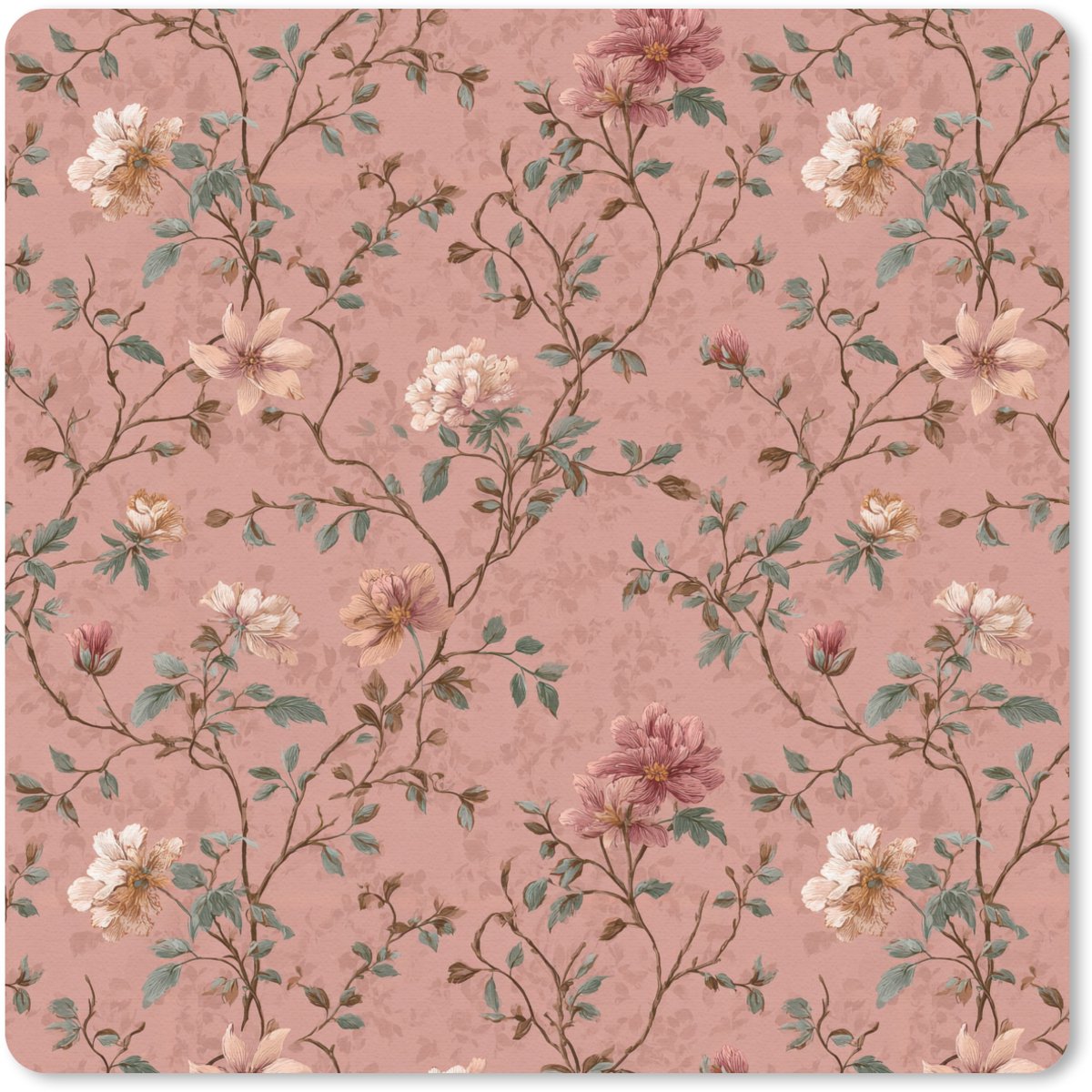 Muismat 30x30 cm - Mousepad Botanisch - Bloemen - Roze - Muismatten