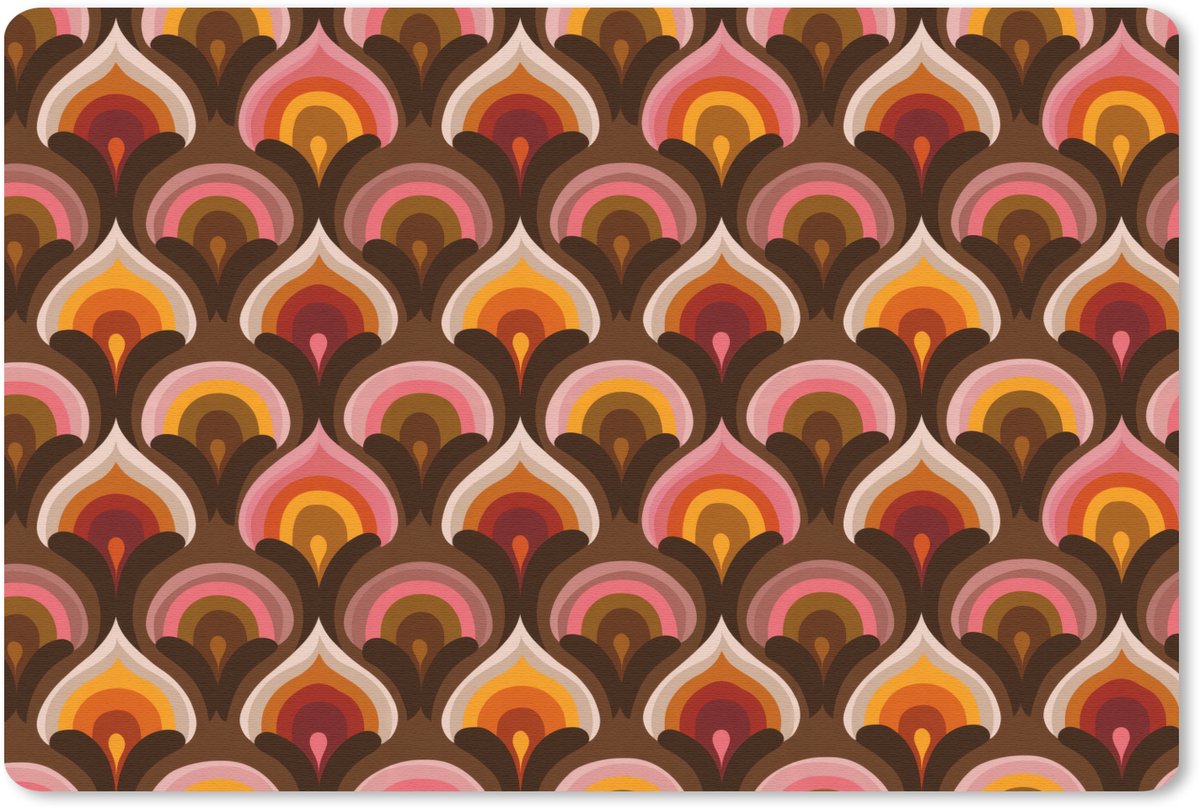Muismat 13x8 cm - Mousepad Patroon - Retro - Kleurrijk - Muismatten