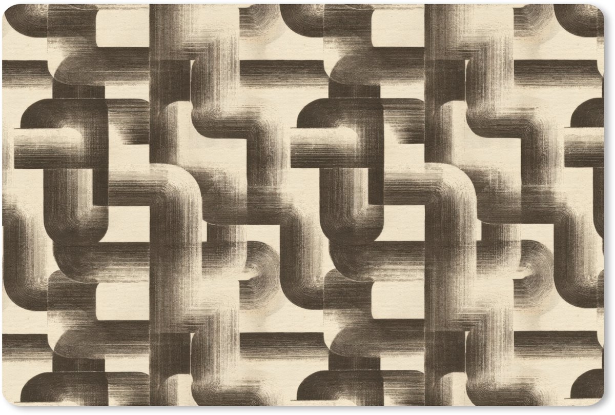 Muismat 13x8 cm - Mousepad Abstract - Retro - Zwart - Muismatten