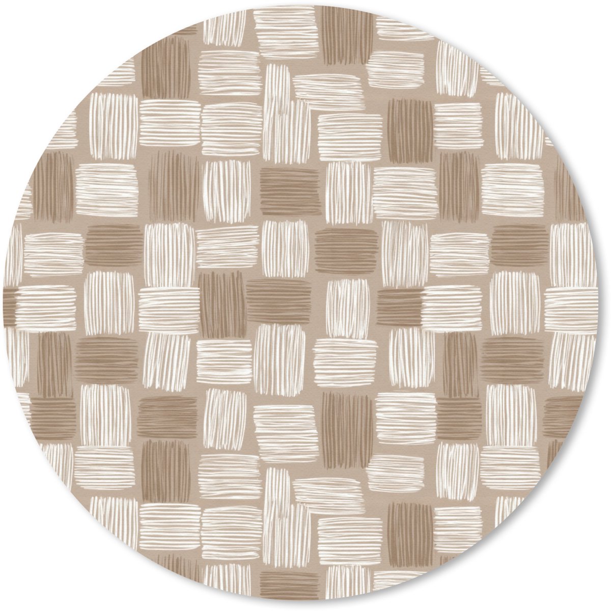 Muismat rond 40x40 cm - Mousepad Blok - Patroon - Bruin - Ronde muismatten