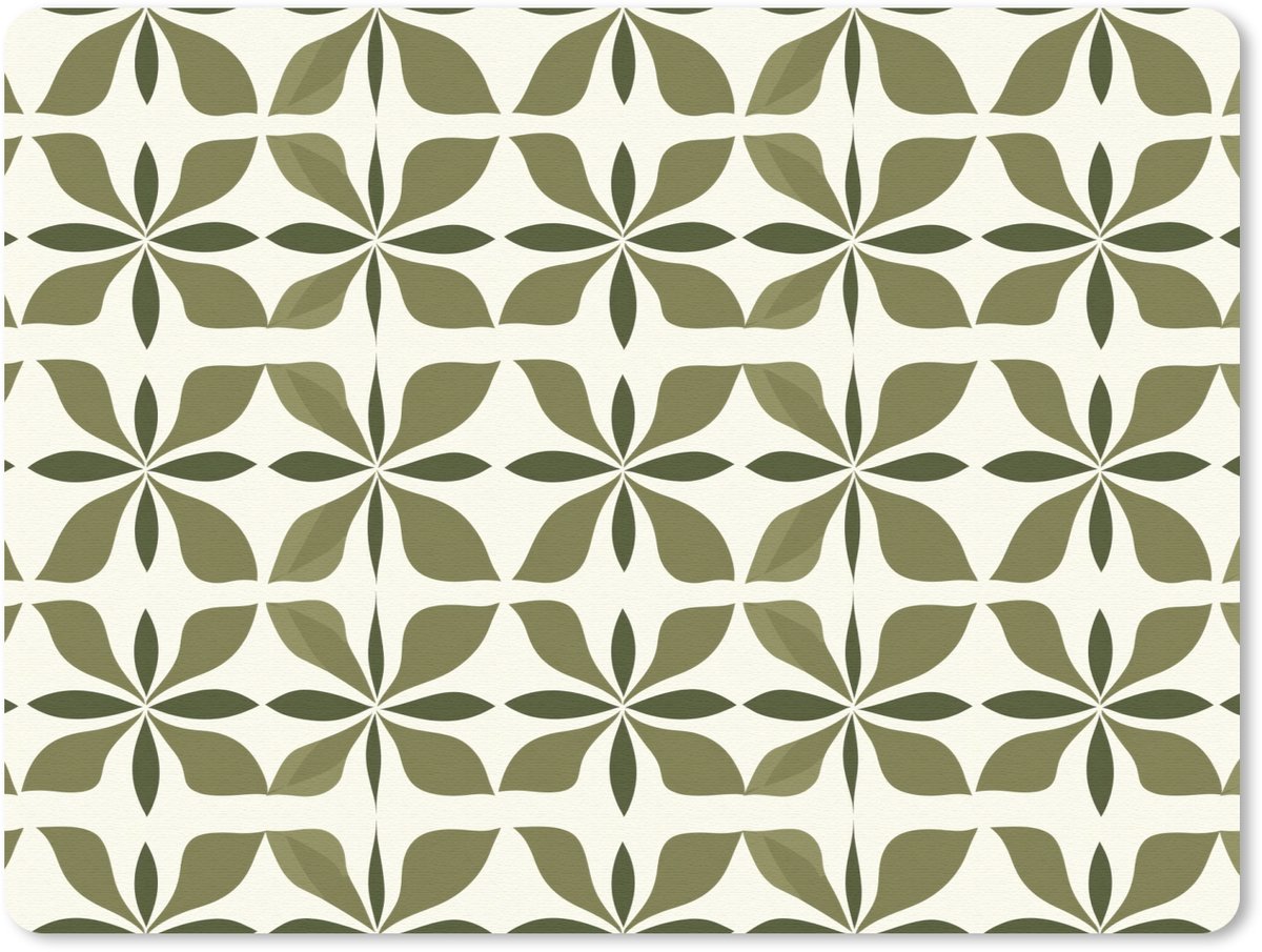 Muismat 12x10 cm - Mousepad Botanisch - Retro - Groen - Muismatten