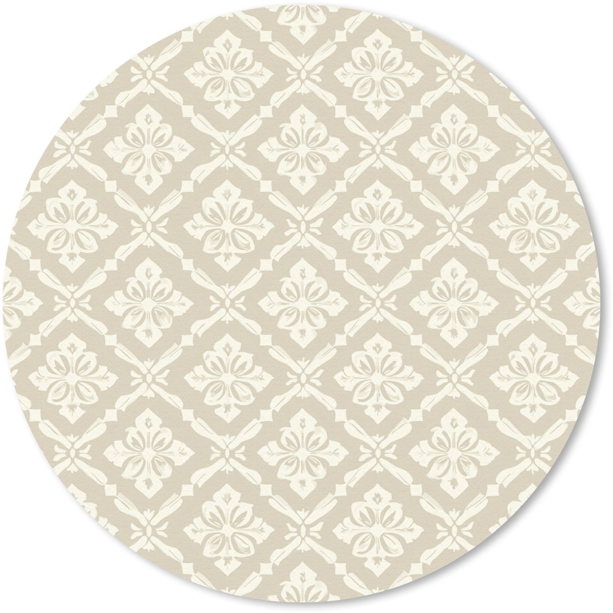 Muismat rond 40x40 cm - Mousepad Floraal - Ornament - Beige - Ronde muismatten