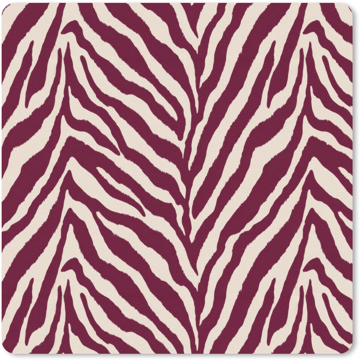Muismat 20x20 cm - Mousepad Zebra - Motief - Bordeaux - Rood - Muismatten