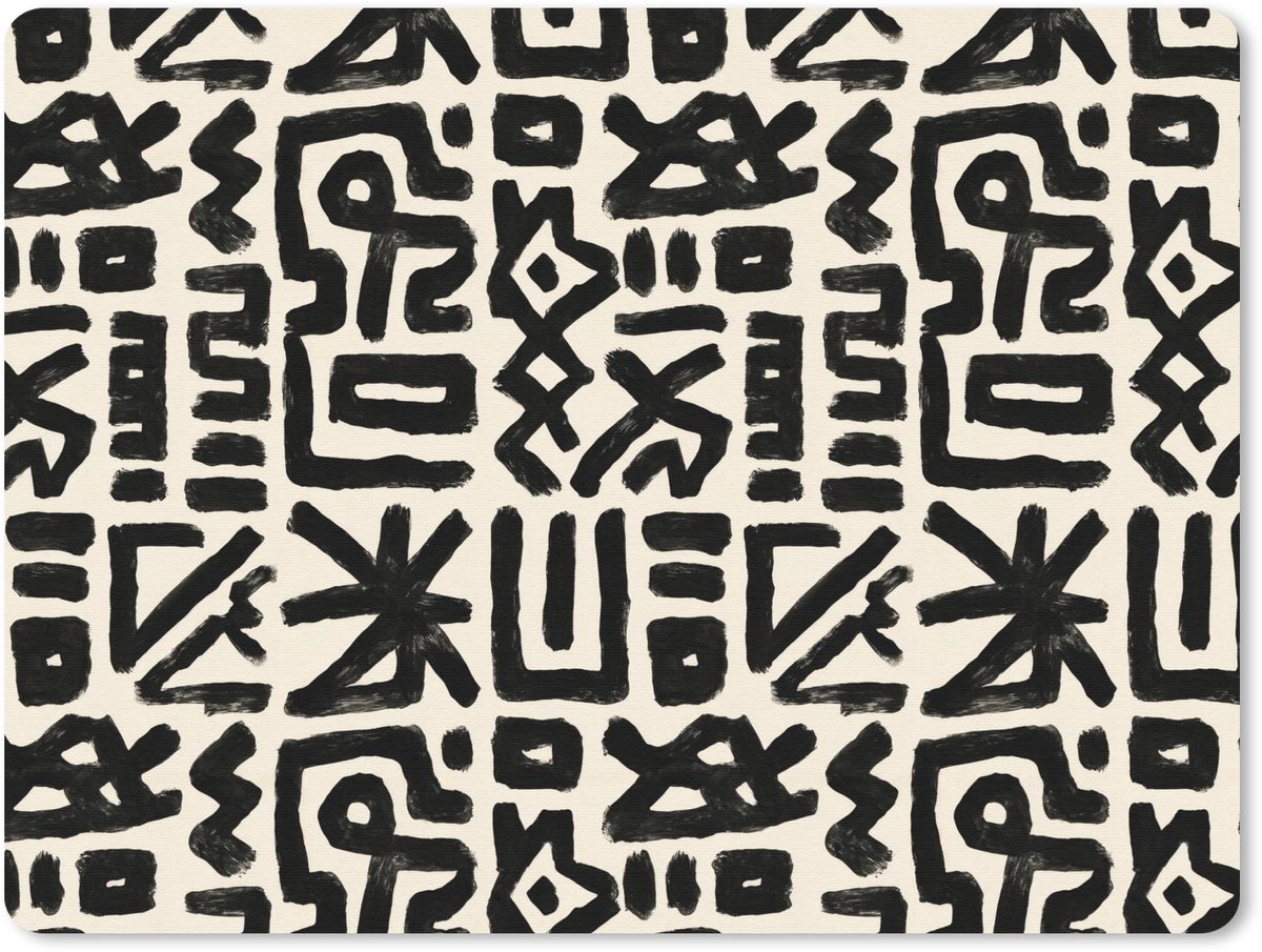 Muismat 12x10 cm - Mousepad Geometrisch - Figuren - Zwart - Muismatten