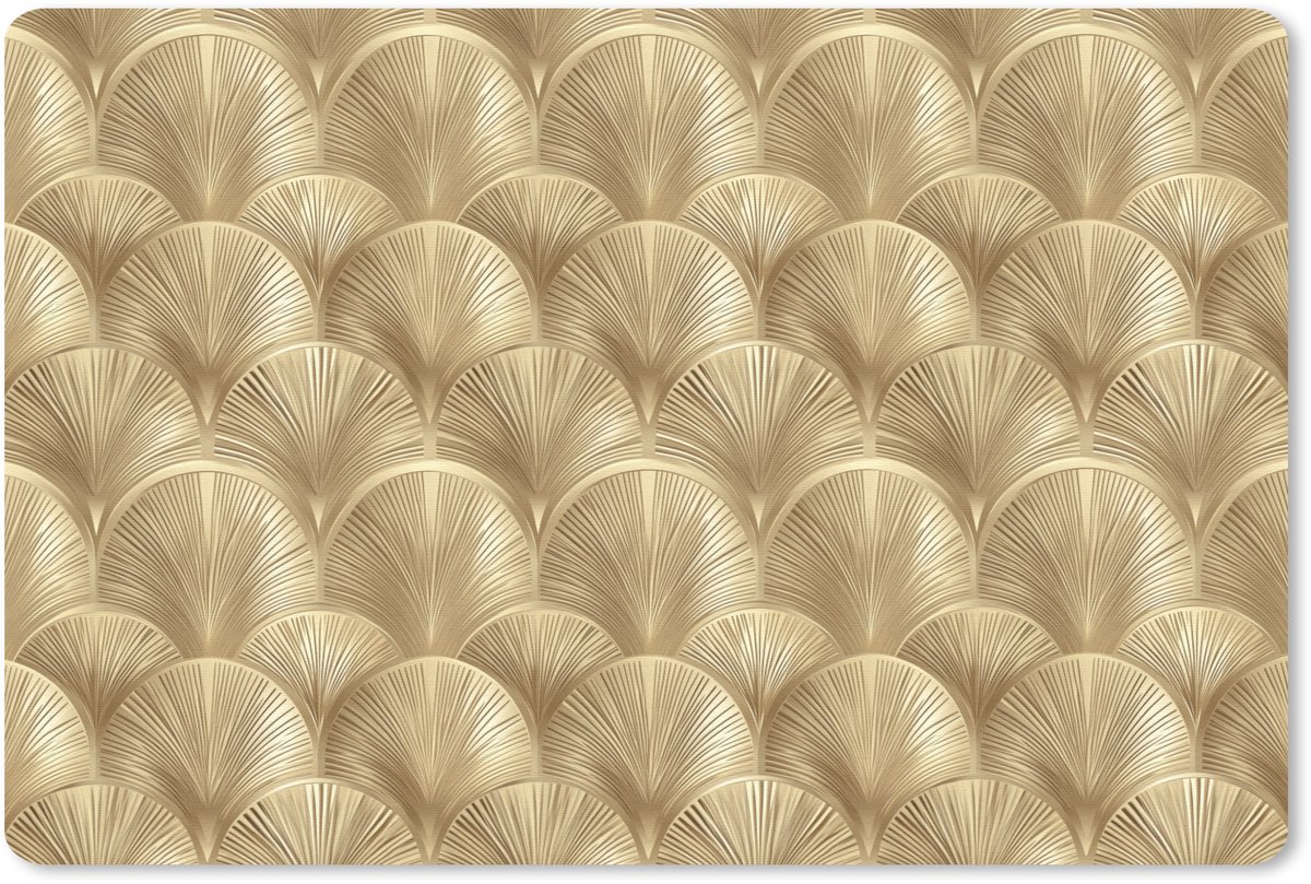 Muismat 13x8 cm - Mousepad Patroon - Waaier - Goud - Muismatten