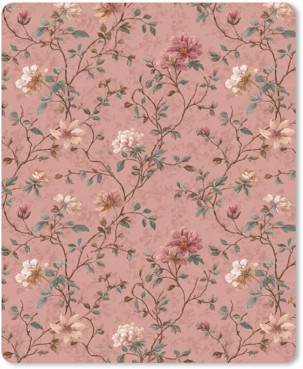 Muismat 12x16 cm - Mousepad Botanisch - Bloemen - Roze - Muismatten