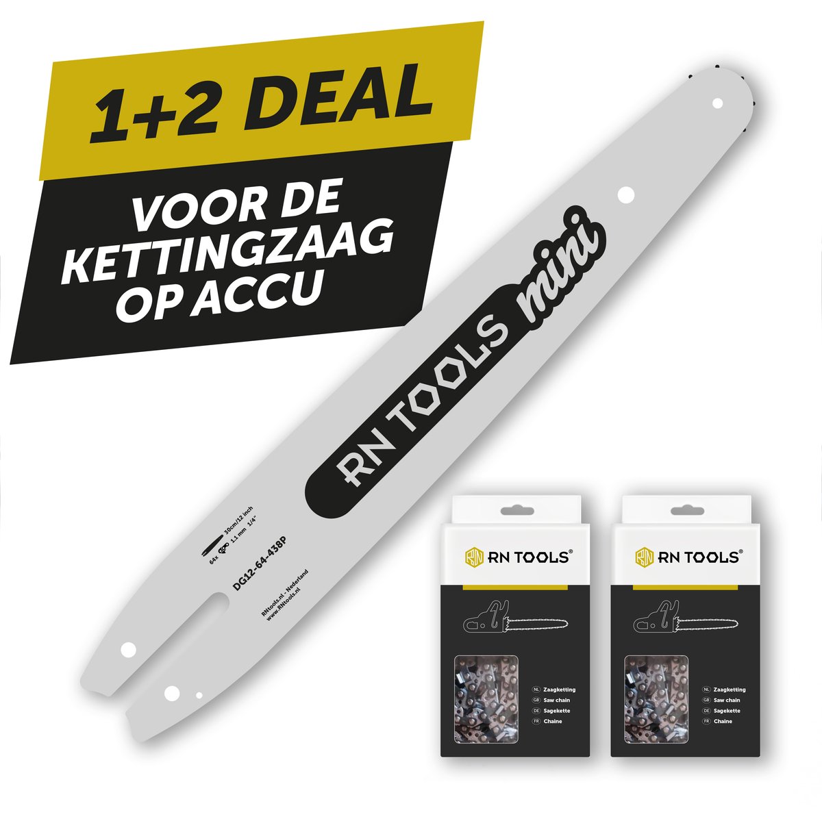 RNtools Kettingzaagblad 30 cm 1/4 1.1 mm Mini - o.a. Stihl + 2x zaagketting